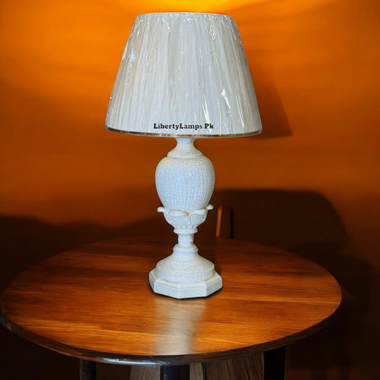 Elegant 30-Inch White Polyrasin Table Lamp (Pair)