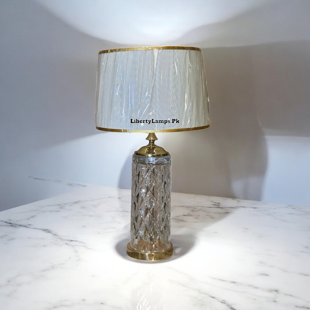 Elegant 28-Inch Crystal Glass Table Lamp (Pair)