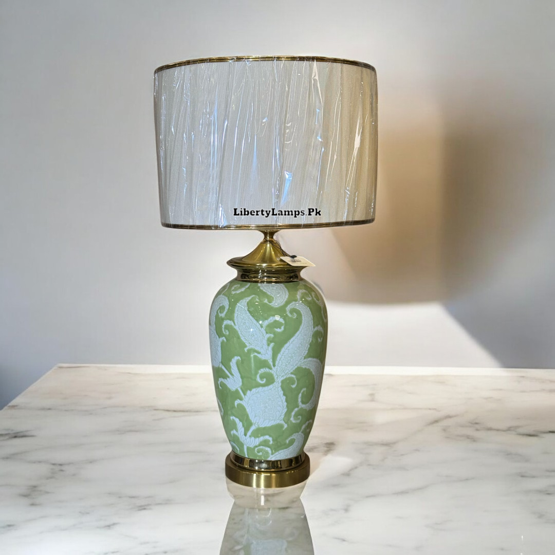 Handcrafted Lime Green Porcelain Table Lamp (Pair)