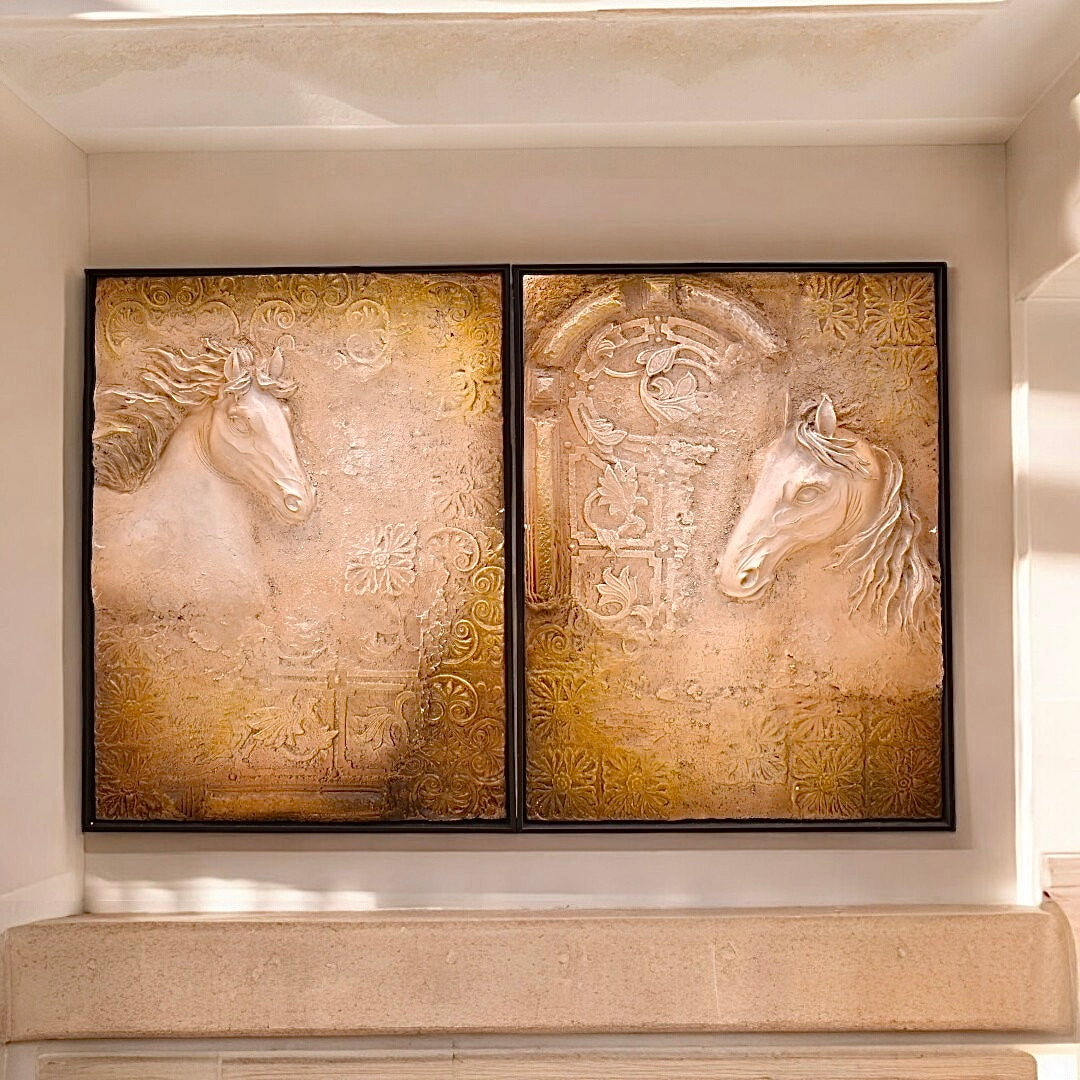 Regal Gallop Roman Architecture 3D Horse Frame (Pair)