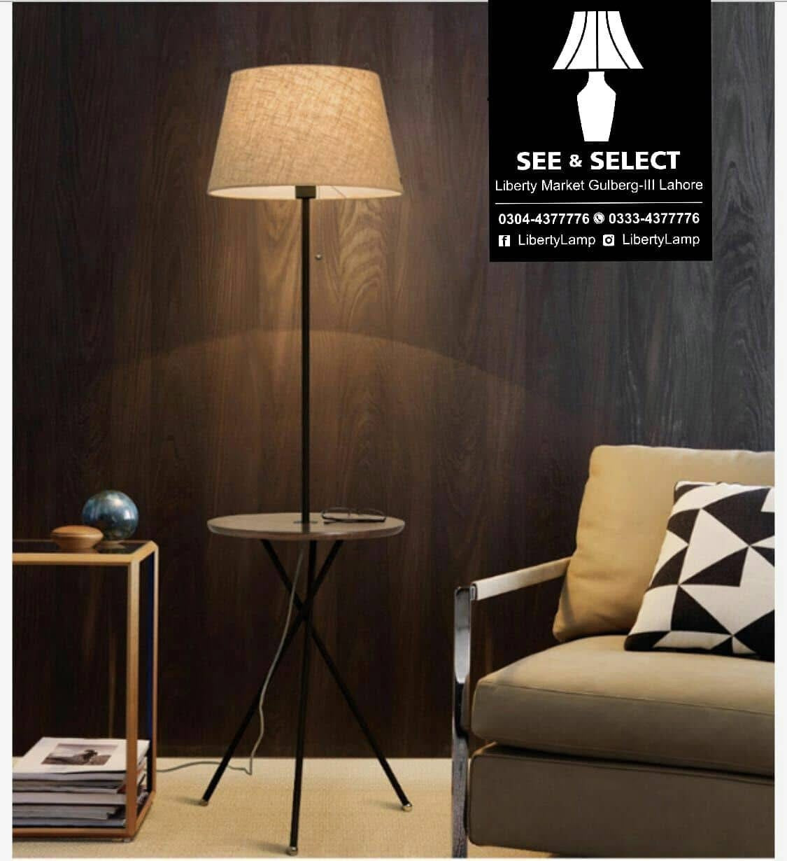 Modern Floor Lamp with Built-in Table