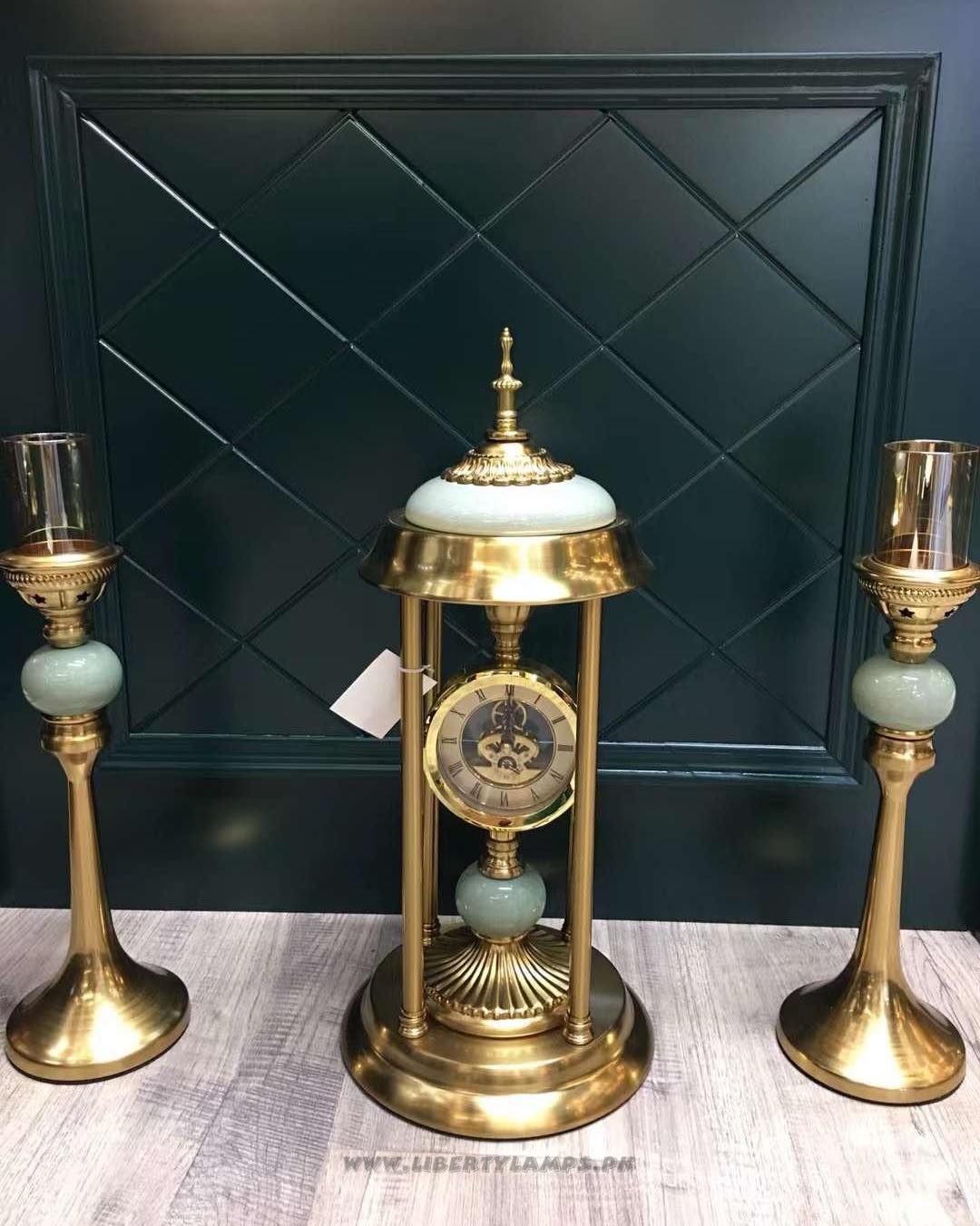 Regal Harmony – Table Clock with 15” Candle Stands (3 Pieces)
