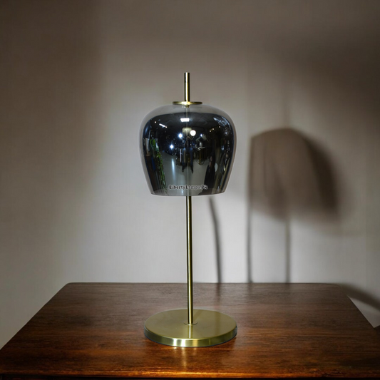 Elegant Glass Table Lamp with Metal Base & Glow Light (Pair)