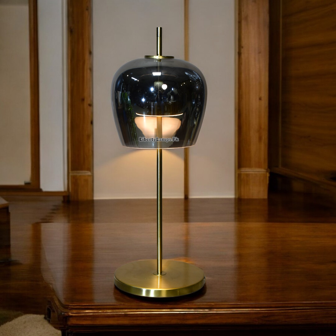 Elegant Glass Table Lamp with Metal Base & Glow Light (Pair)