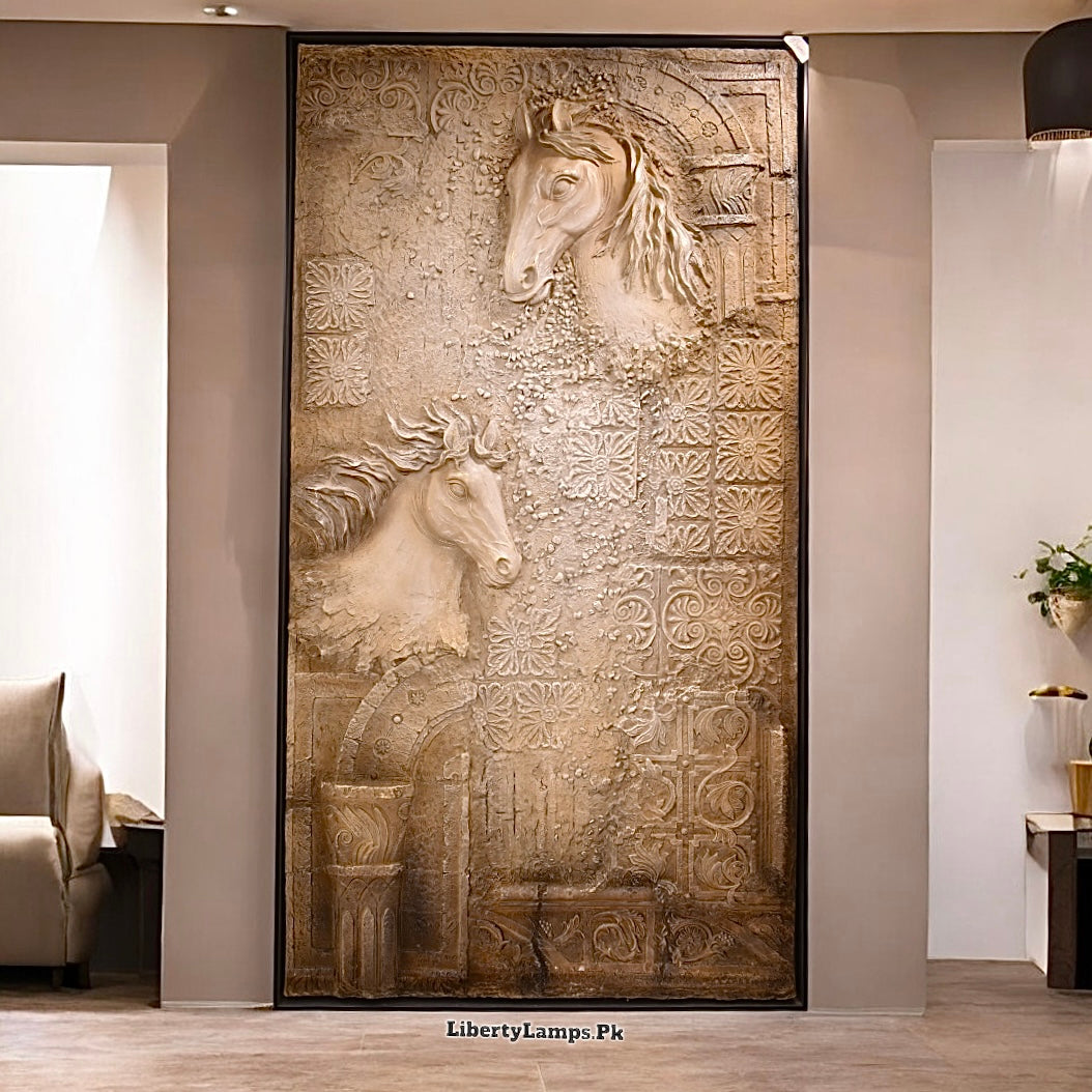 Roman Majesty 3D Horse Relief Work (66x36 inches)