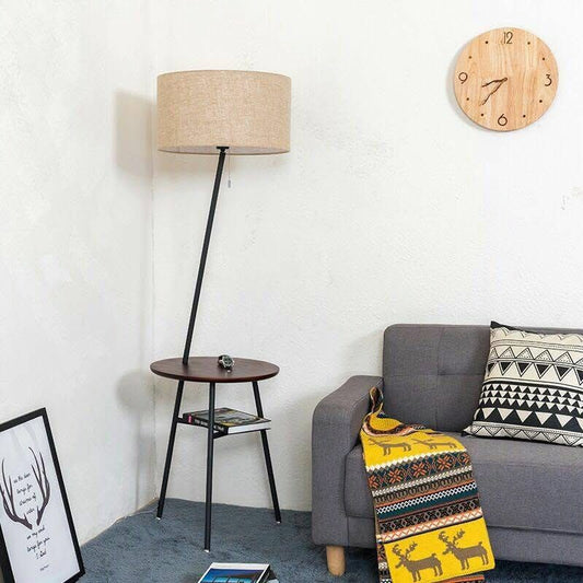 Sleek Floor Lamp with Built-in Table