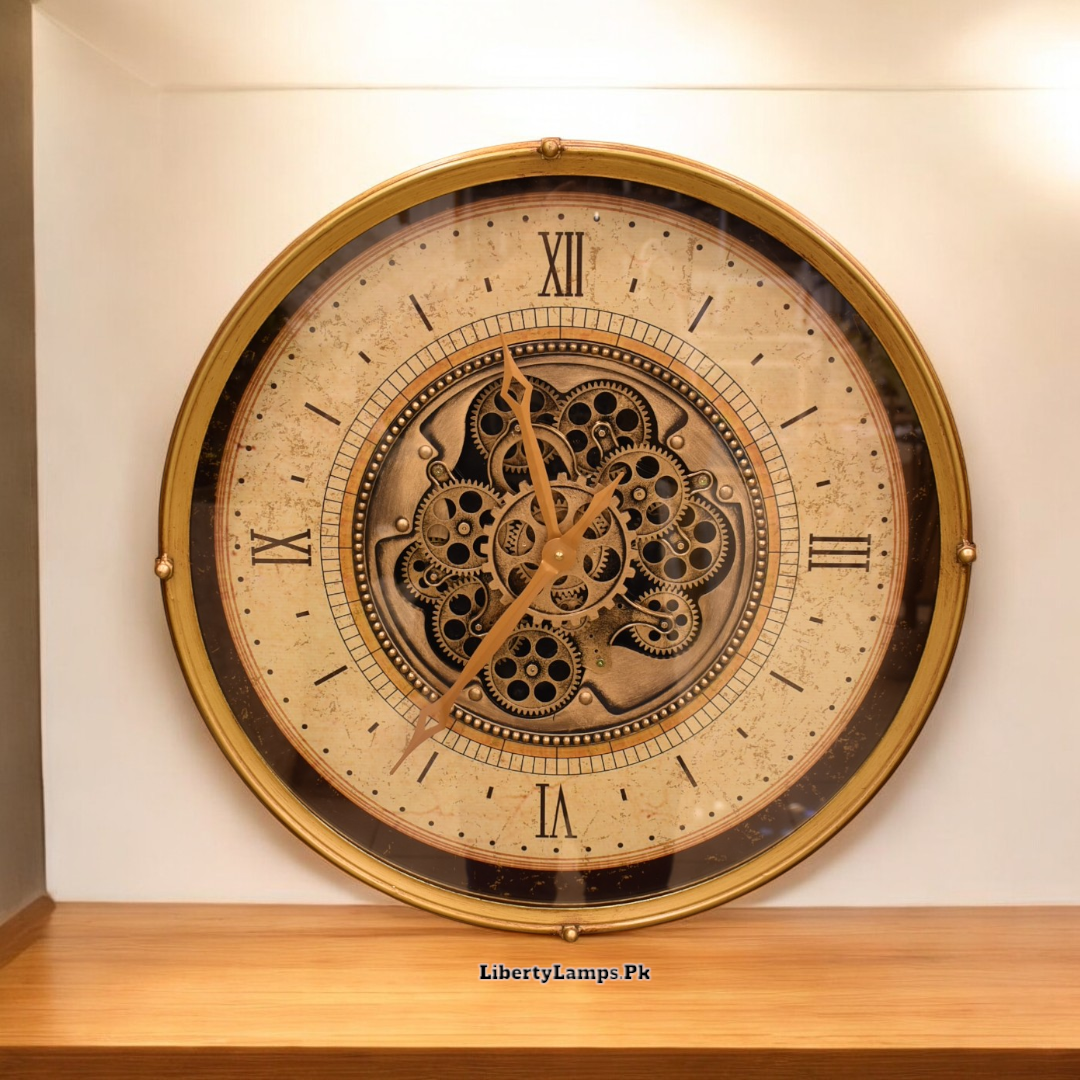 GearMaster Metal Wall Clock with Moving Gears (28 inches)