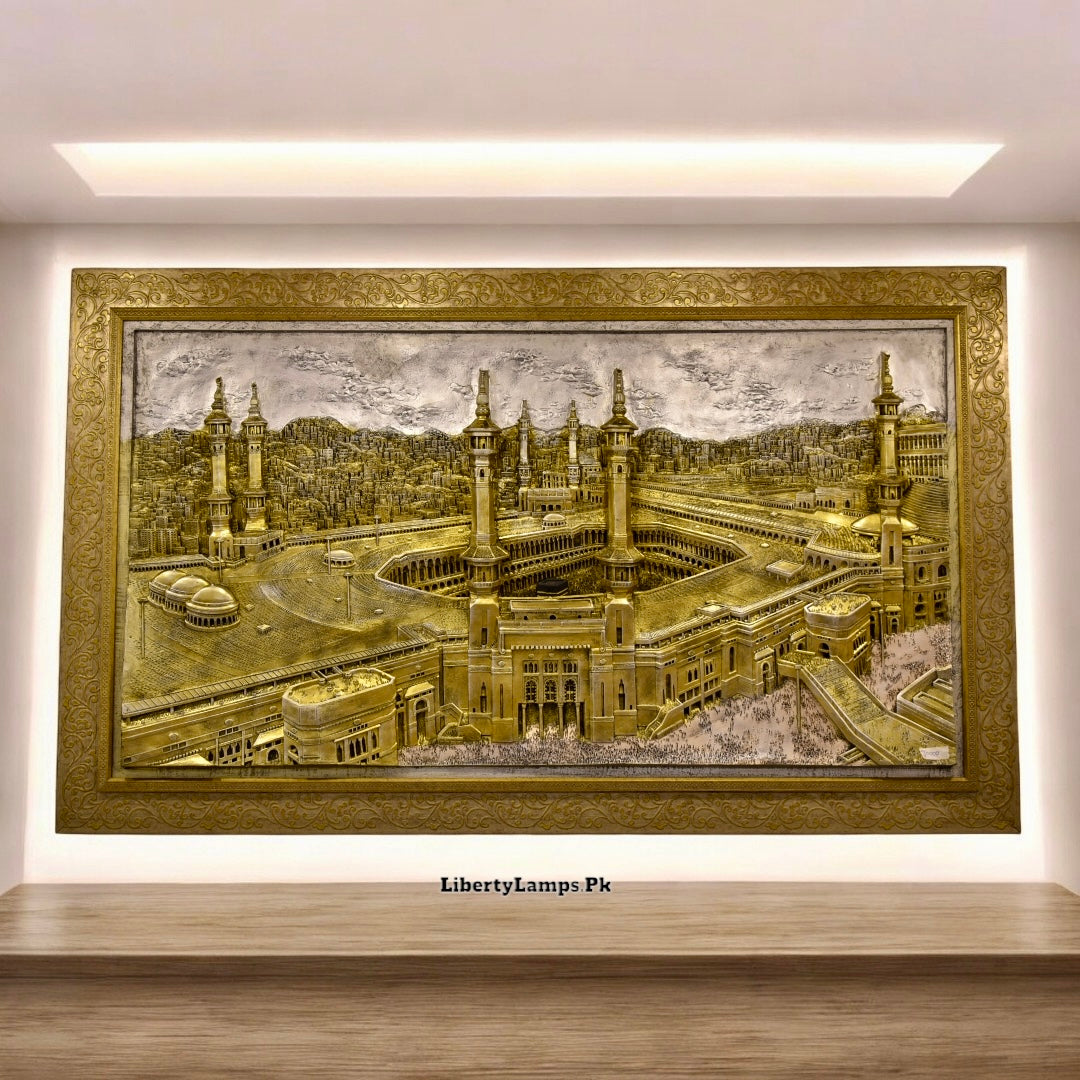 Masjid-e-Nabawi 3D Relief Work Wall Art with Frame (48x72 inches)