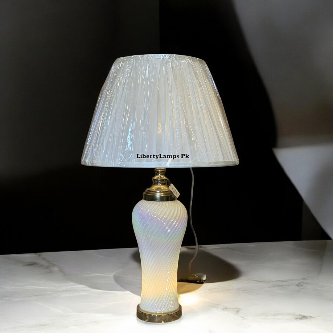 Modern 30-Inch Glass Table Lamp with Double Light System (Pair)