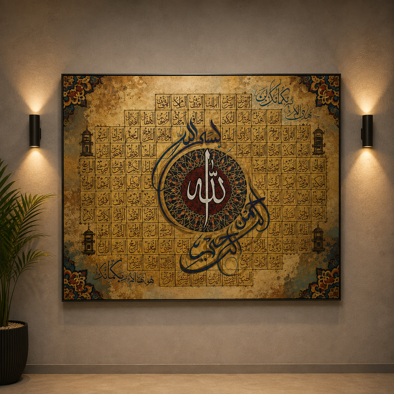 99 Names of Allah™ – Handmade Oil Painting on Canvas