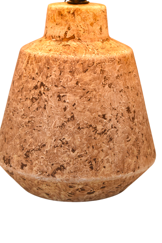 Rustic Terra Cotta Table Lamp W/imported shade (Pair)