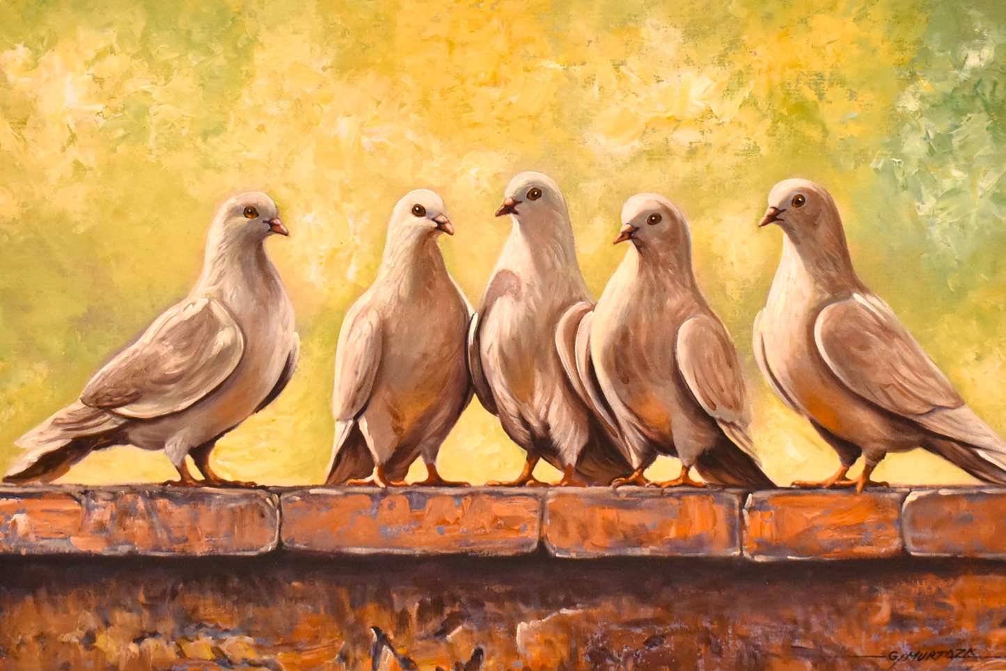 Grace in Flight – Pigeon Handmade Oil Painting on Canvas