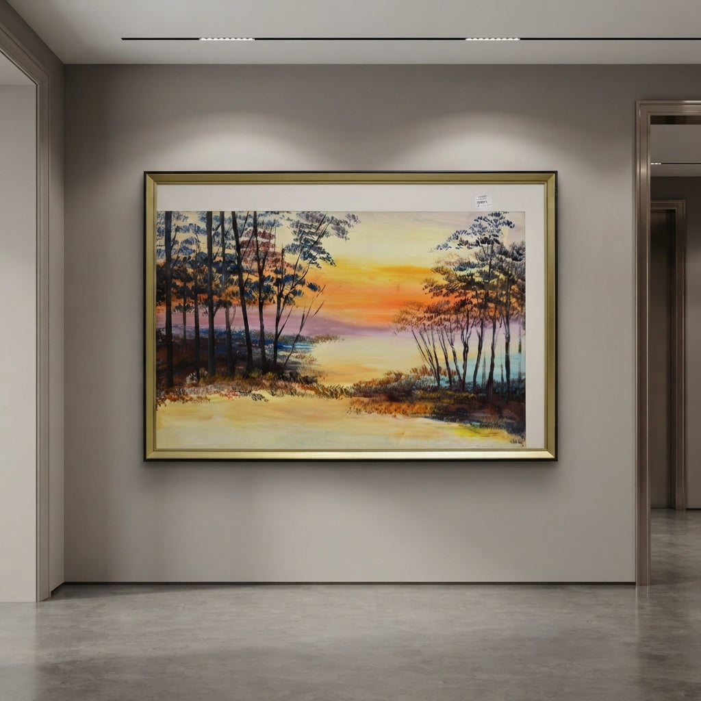 Serene Landscape Handcrafted Oil Painting on Canvas
