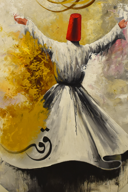 Mystic Harmony – Sufi Handmade Oil Painting on Canvas