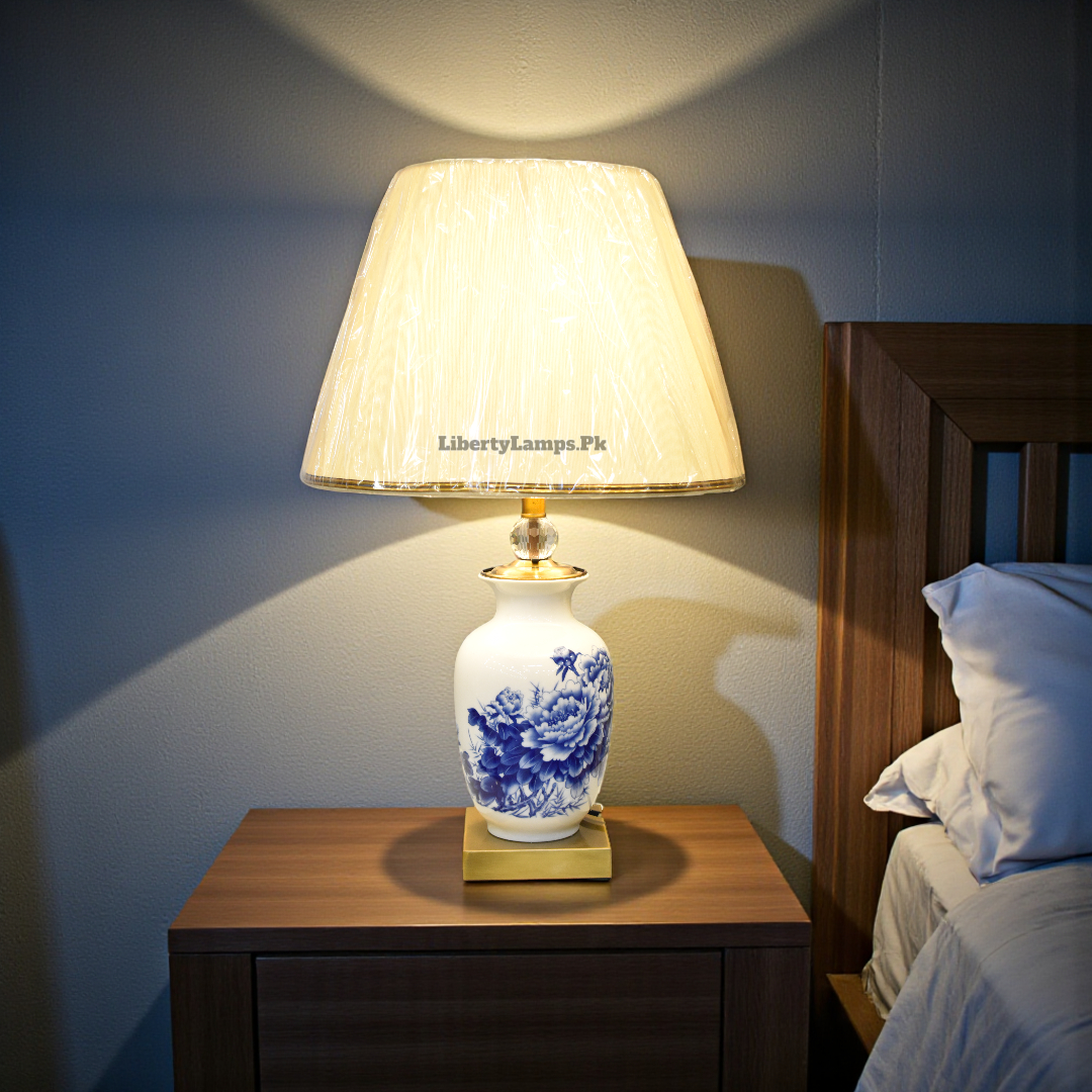Azure Classic Blue Pottery Table Lamp (Pair)