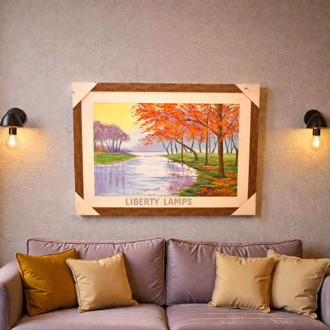 Serene Valley Landscape Oil Painting (Single)