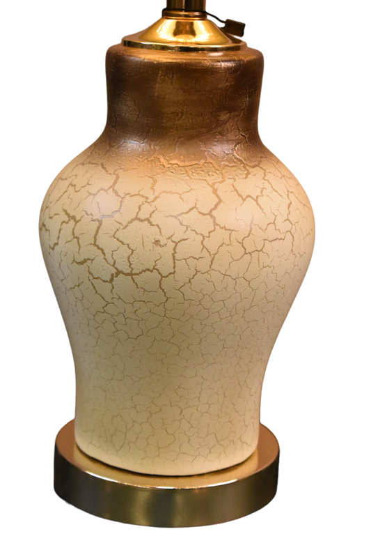 Cream Cracked Design Ceramic Table Lamp โ 20 Inch (Pair )