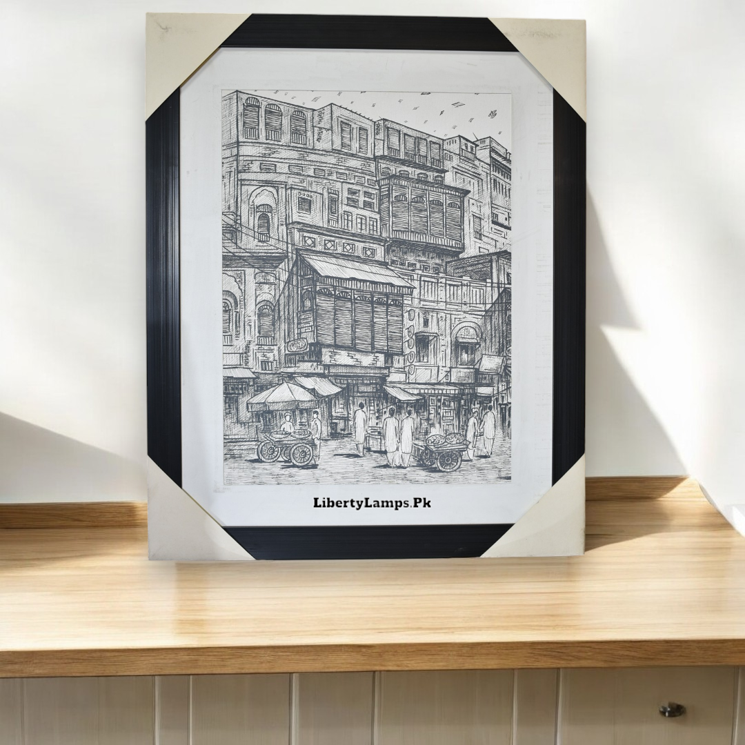 ✏️ Vintage Streets – 26x32” Handmade Old City Pencil Sketch