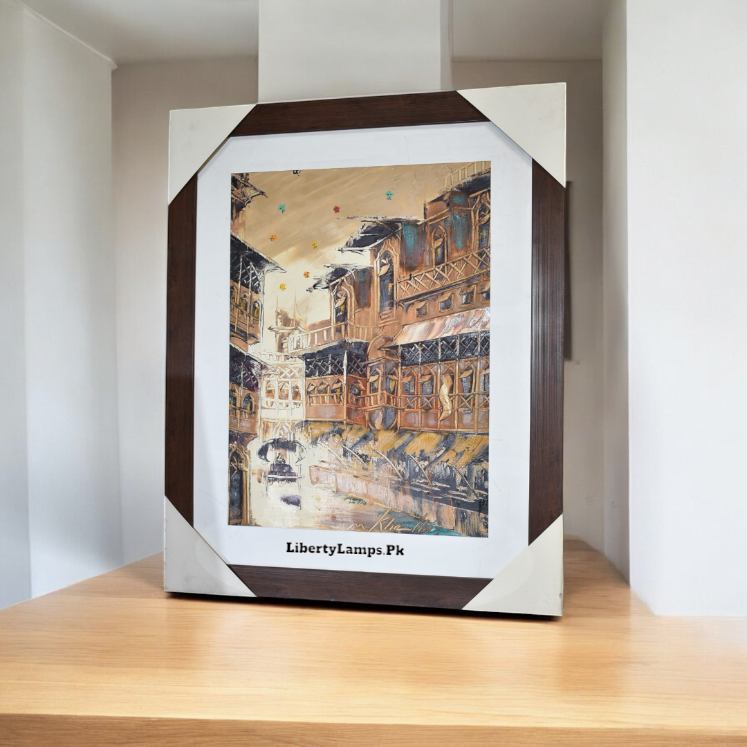 🏙️ Timeless Old City – 26x32” Handmade Framed Oil Painting