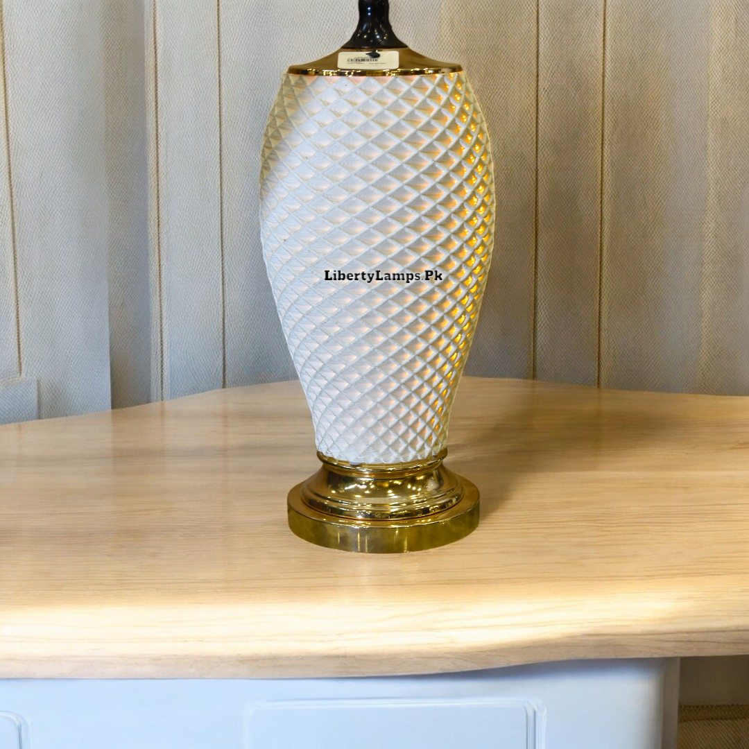 Elegant White 3D-Printed Table Lamp (Pair)