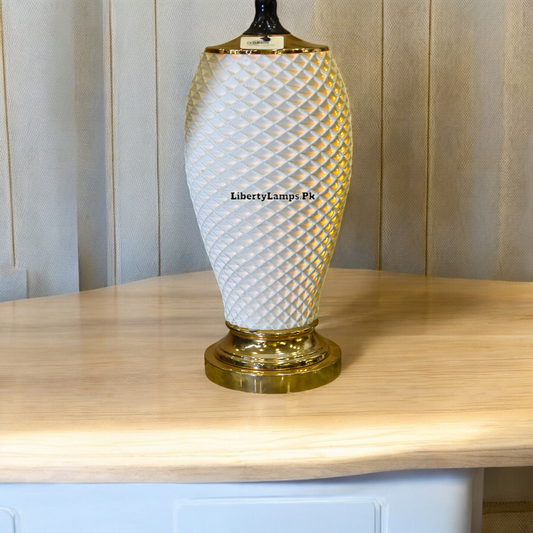 Elegant White 3D-Printed Table Lamp (Pair)