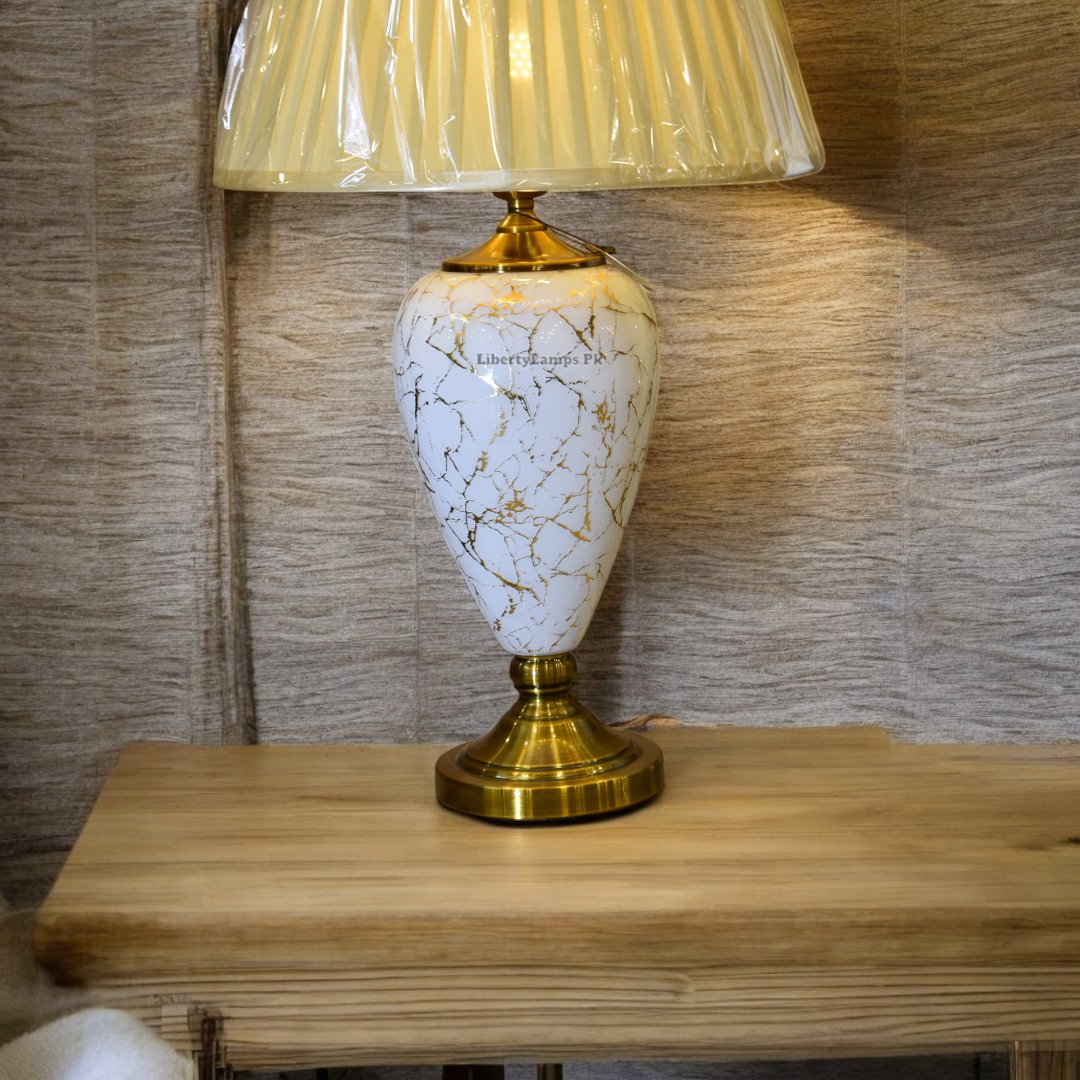 Ivory Glow β Textured White GL Glass Table Lamp (Pair)