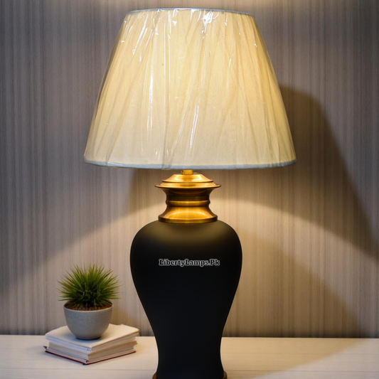 Black Ceramic Table Lamp (Pair)