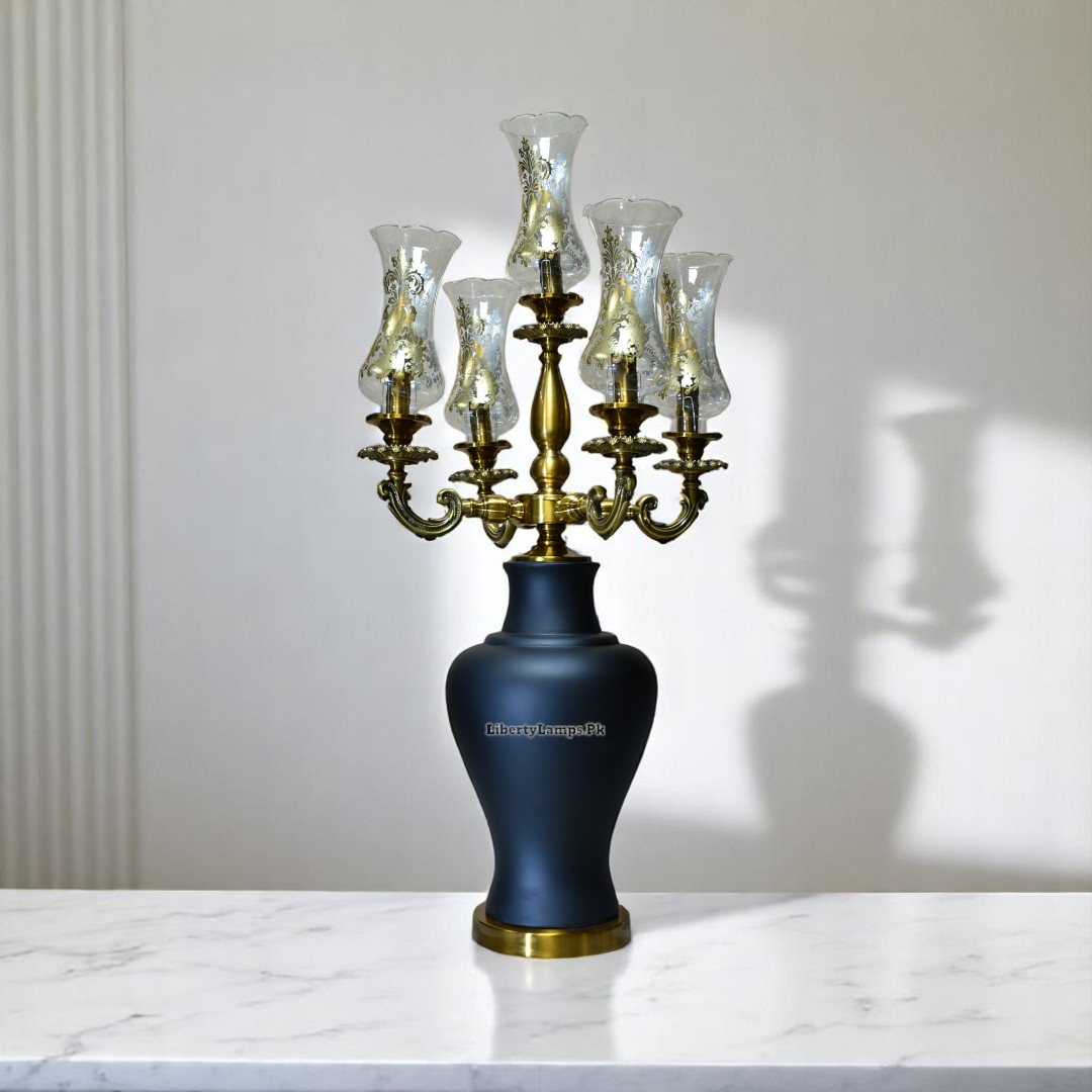Majestic Irani Ceramic Table Lamps with 5 Chimneys