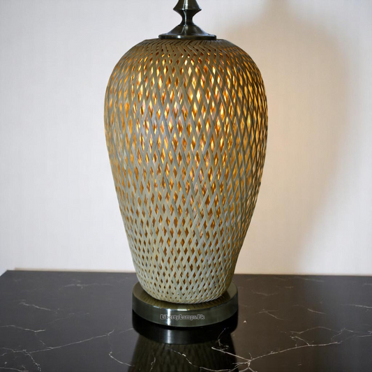 ✨ Handmade Cane Table Lamps with Built-in Night Light (Pair)