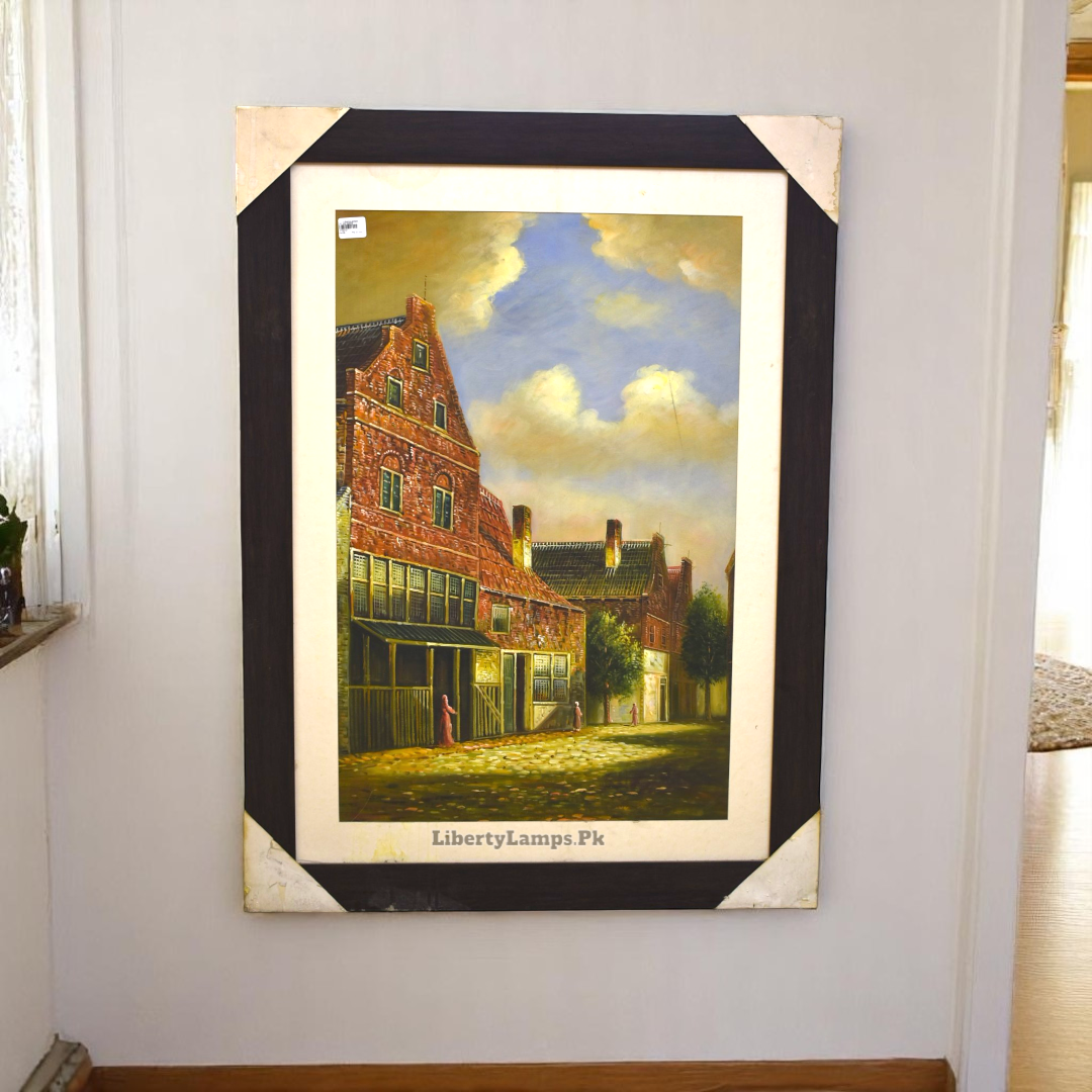 🖼️ Old City Stroll – Framed Oil Painting on Canvas (Single) 🖼️