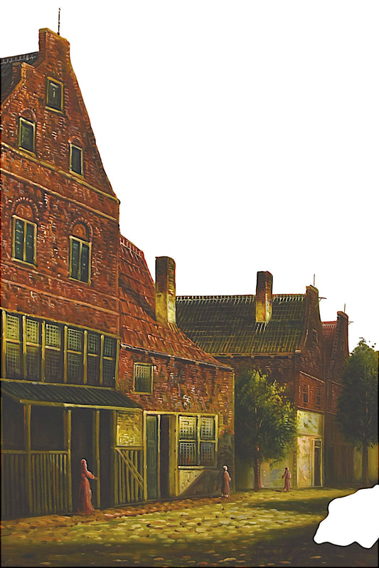 🖼️ Old City Stroll – Framed Oil Painting on Canvas (Single) 🖼️