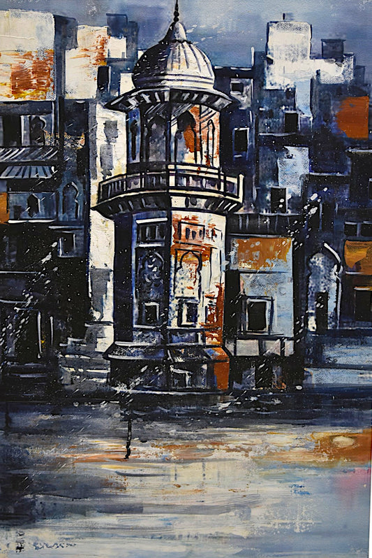 🏙️ Echoes of the Past – Framed Old City Oil Painting on Canvas (Single) 🏙️