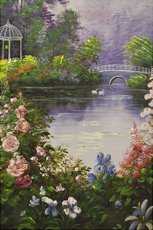 🌳 Serene Valleys – Framed Landscape Oil Painting on Canvas (Single) 🌳