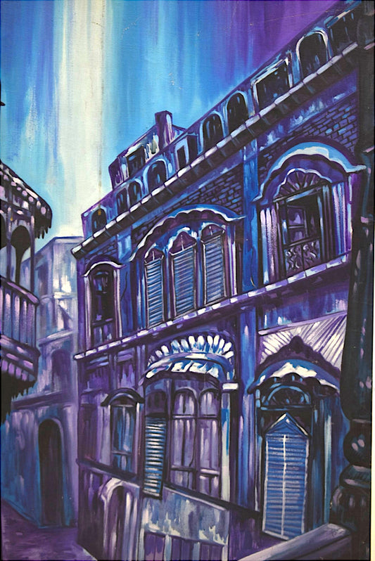 🏛️ Streets of Time – Framed Old City Oil Painting on Canvas (Single) 🏛️
