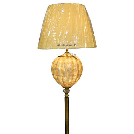 💡 Mother of Pearl Floor Lamp with Casting Base – Double Light, Golden Finish (Single) 💡