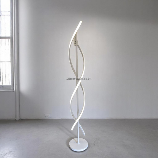 💡 WhiteTwist LED Floor Lamp – Spiral Design (Single) 💡