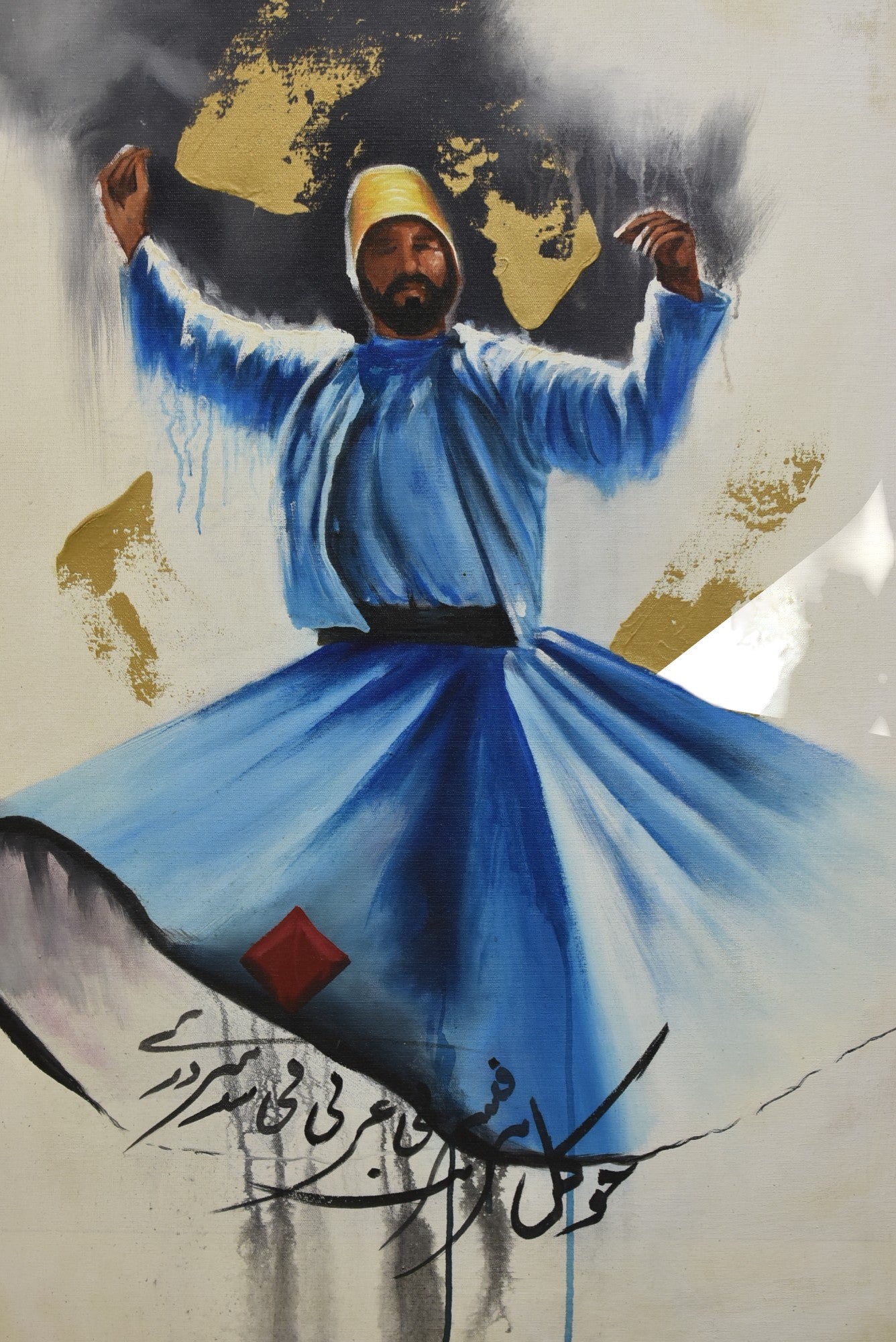 🖼️ Whirling Devotion – Sufi Oil Painting (Single)
