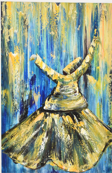 🕊️ Whirling Spirit – Sufi Dervish Oil Painting (Single)