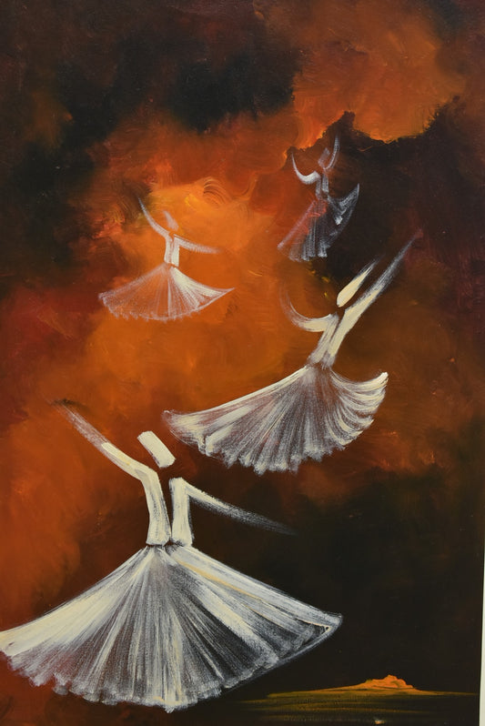 🕊️ Whirling Spirit – Sufi Dervish Oil Painting (Single)