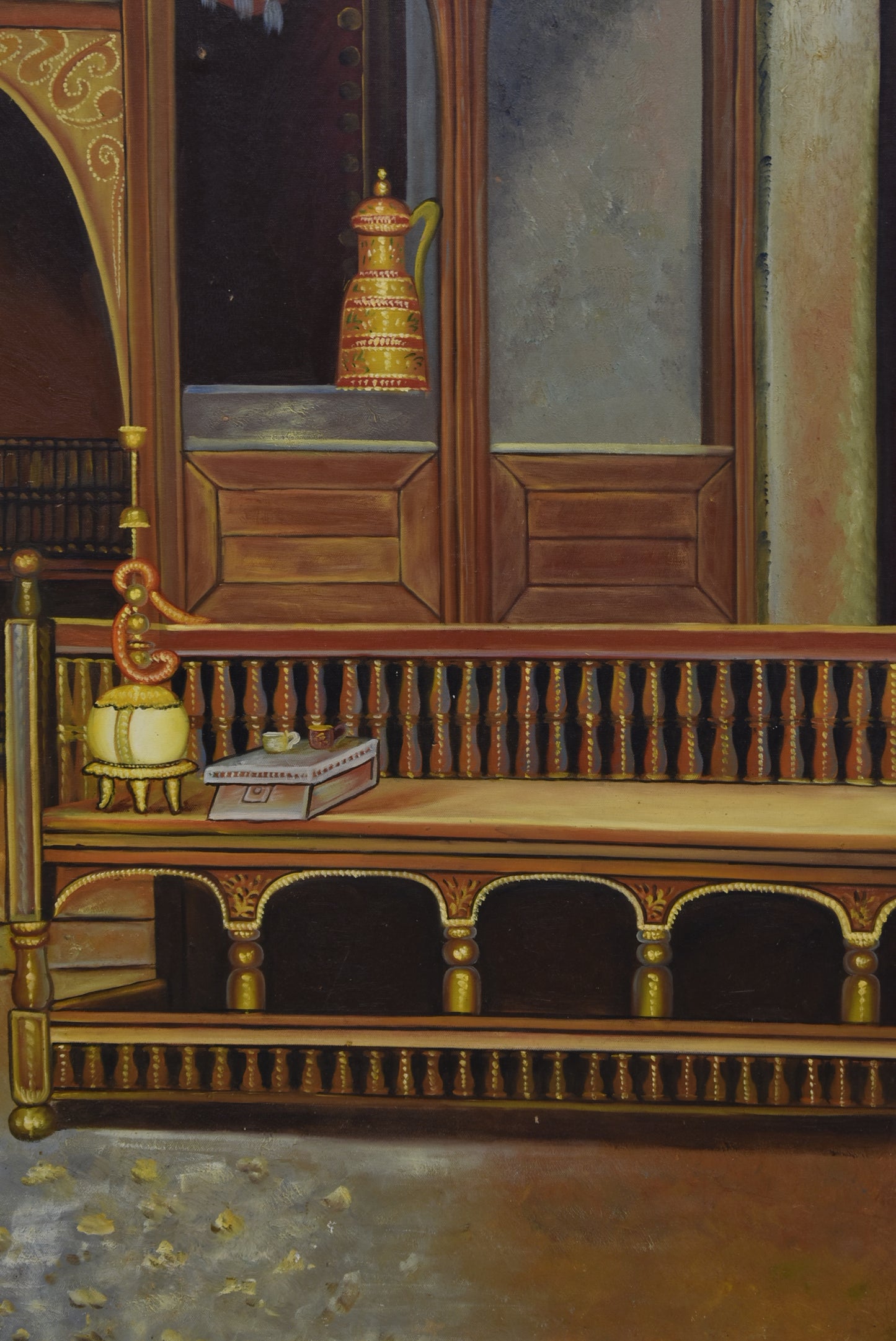 🏰 Majestic Splendor – Taj Mehel Inside Oil Painting (Single)