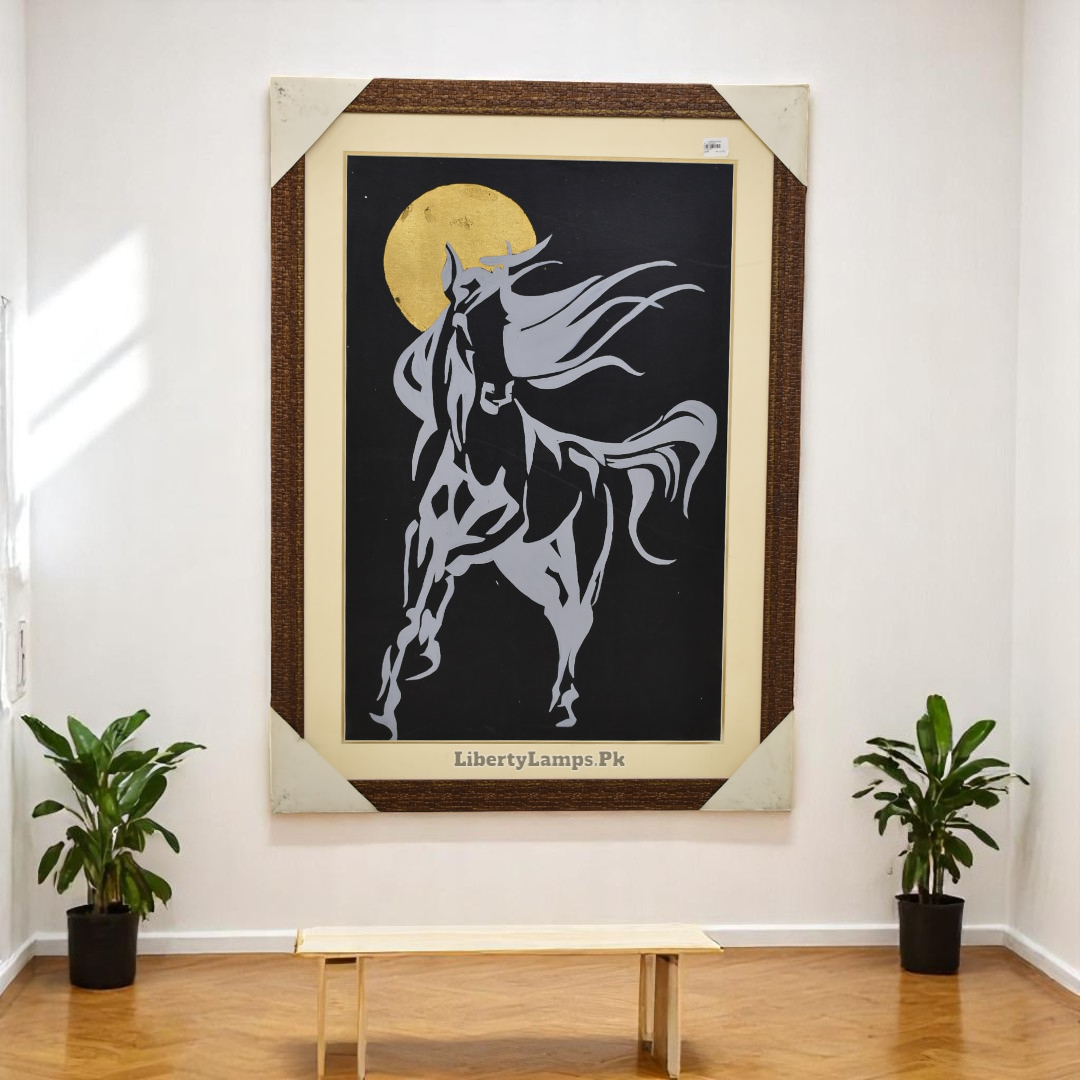 🐎 Noble Stride – Horse Painting –34x46 Inch Framed Canvas (Single)