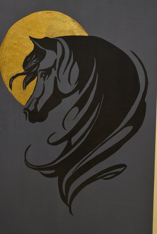 🐎 Stallion Grace – Horse Oil Painting – 34x46 Inch Framed Canvas (Single)