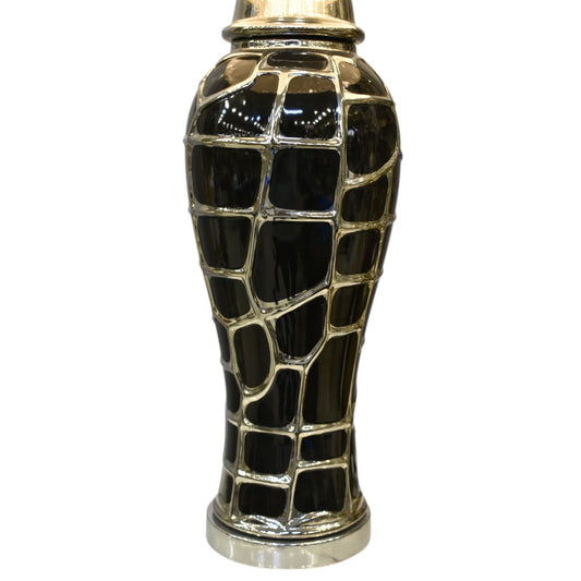 Midnight Silver Porcelain Candy Table Lamp (Single) – Extra Large Elegance