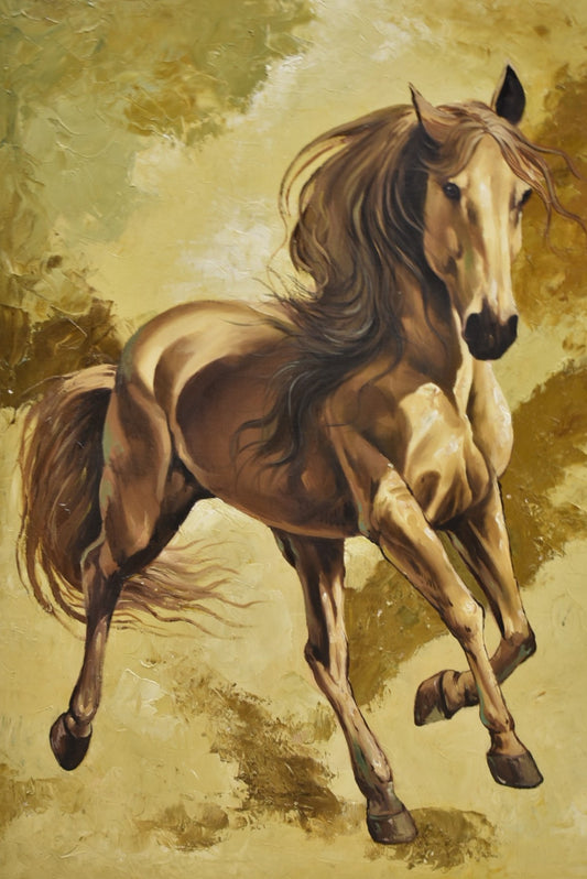 Majestic Gallop Horse Oil Painting – 44x56 inch Canvas Brilliance