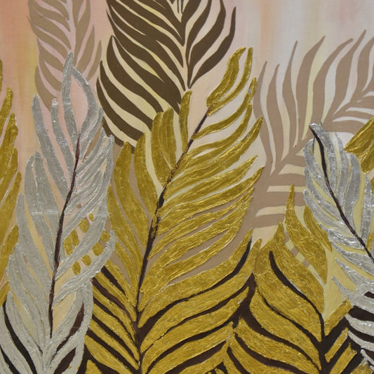 Verdant Whispers Nature Leaves Oil Painting – 41x41 inch Canvas Elegance