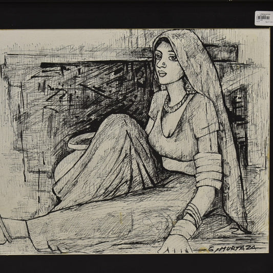 Grace in Lines – Figurative Sketch Oil Painting on Canvas (24x36 Inch)