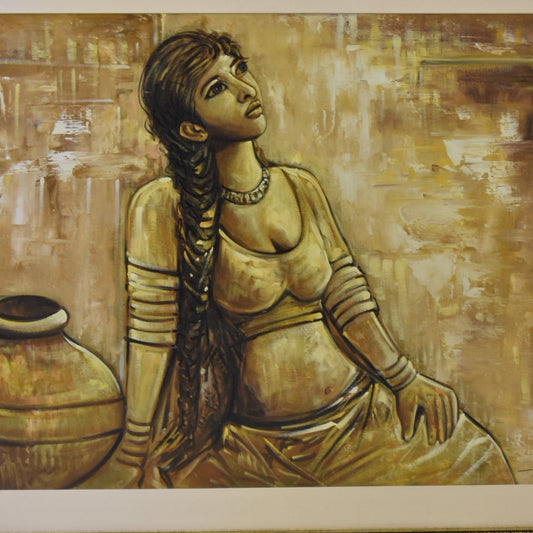 Whispers of Grace – Figurative Oil Painting on Canvas (24x36 Inch)