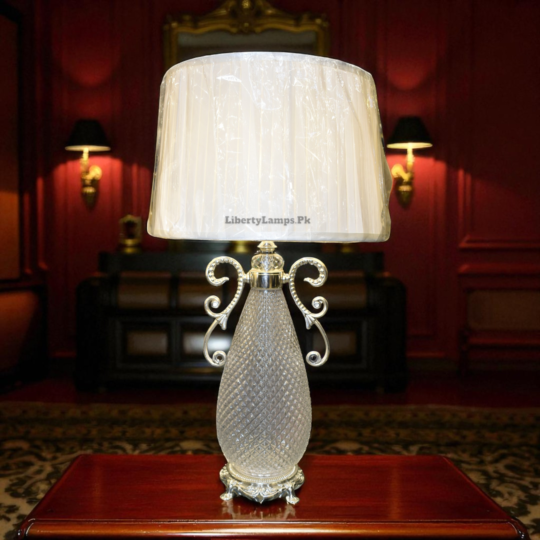 Crystal Vista – Tall Glass Table Lamp (Pair)