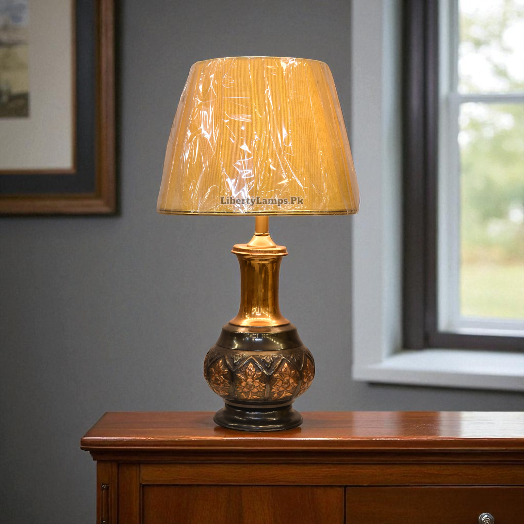 Antique Flame – Brass Copper Table Lamps (Pair)