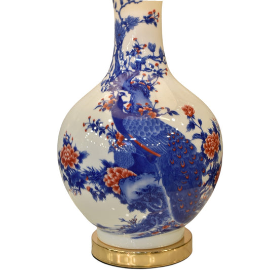 Sapphire Blossom Blue Pottery Ceramic Lamp (Pair)